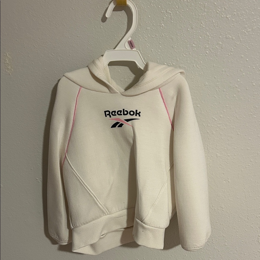 Reebok Kids White Hoodie with Pink Accents